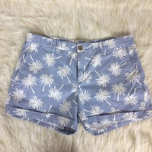 Gap Khaki Blue Pinstripe Palm Tree Shorts